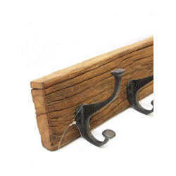 Wieszak z drewna tekowego 3 haki 38x10cm